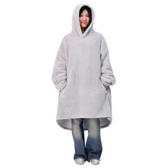 The Wayy Big Hoodie One Size Fits Most Wearable Blanket Unisex, Gray, New