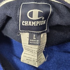 Champion Sweatshirt Hoodie Pullover Adult Large Blue Cotton Polyester Stitched