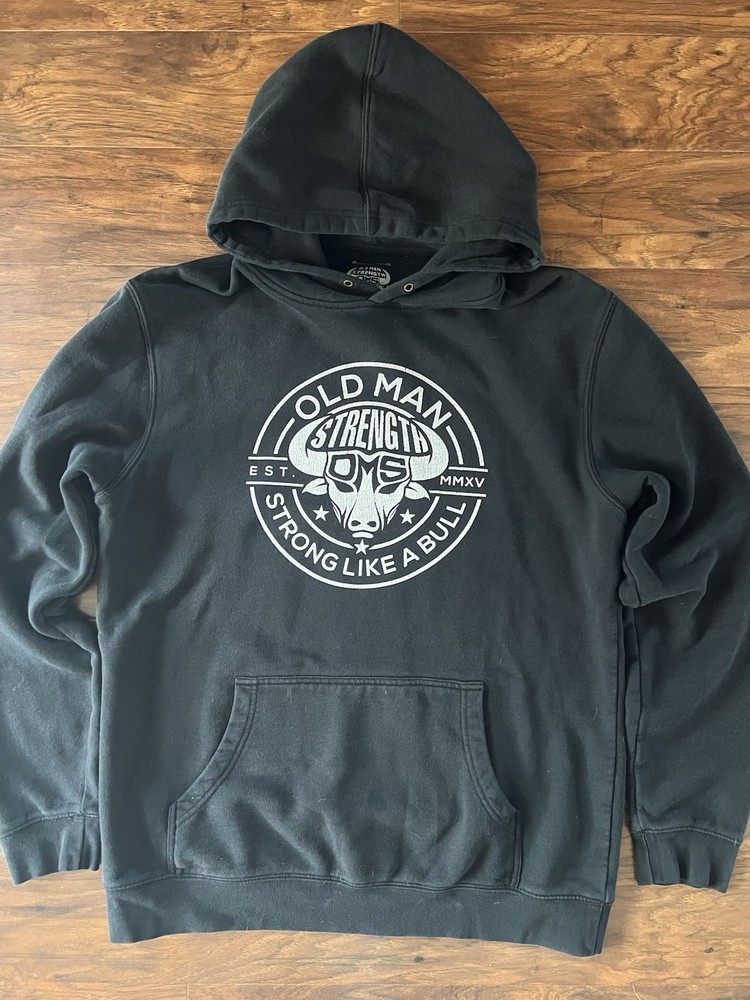 Old Man Strength Sweatshirt Gym Weightlifting Size Large Hoodie Bodybuilding