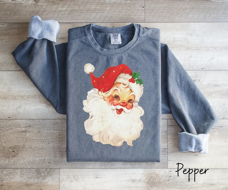 Santa Claus Christmas Sweatshirt Holiday Winter Apparel Gift Top