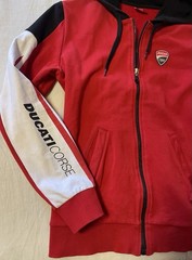 DUCATI CORSE Mens M Hoodie Full Zip Front Track Jacket, Sweat Jacket Red & Black