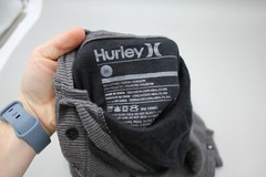 Hurley Hoodie Tshirt Men Medium Dark Gray Logo Pullover Striped Comfy Lounge