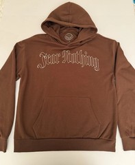 CULA Men Large Hoodie Brown Fear Nothing Psalm 91 Christian Winter Bible Top NEW