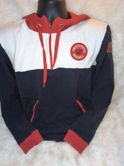 United States Baseball Hoodie Size L – Red/White/Navy Blue – Used Colorblock