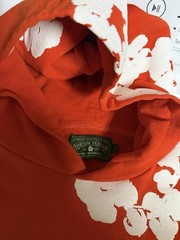 DENIM TEARS Men’s Orange Pullover Hoodie S Cotton Wreath Graphic Pocket ADG