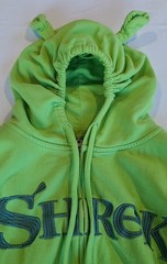 Shrek Movie Lime Green hoodie embroidered lettering and 3D ogre ears Adult XL