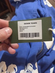 Denim Tears Blue Zip-Up Hoodie Sz Small