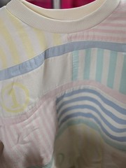 Vintage 80s Active Duty Patchwork Pastel Crewneck Sweatshirt Color Block Size L