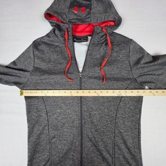 Under Armour ColdGear 1325145 Full Zip Hoodie Mens Medium Gray Red Polyester