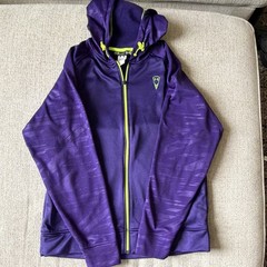 Under Armour Men’s M Purple Green Fleece Full Zip Hoodie Pockets Loose Fit