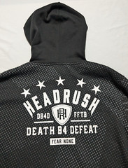 HEADRUSH DEATH B4 DEFEAT FEAR NONE Men XL Black Geo Hoodie EUC