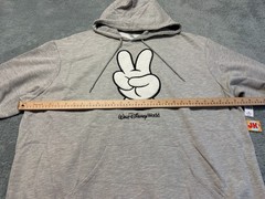 NEW Disney Peace Sign Hoodie Adult 2XL Gray Mickey Mouse Glove WDW Embroidered