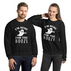 Here For The Ghost Booze Halloween Funny Humor Unisex Sweatshirt S,M,L,XL,2X,3X