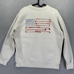 Barstool Golf Sports American Flag Cream Crewneck Sweatshirt USA Thick Size M