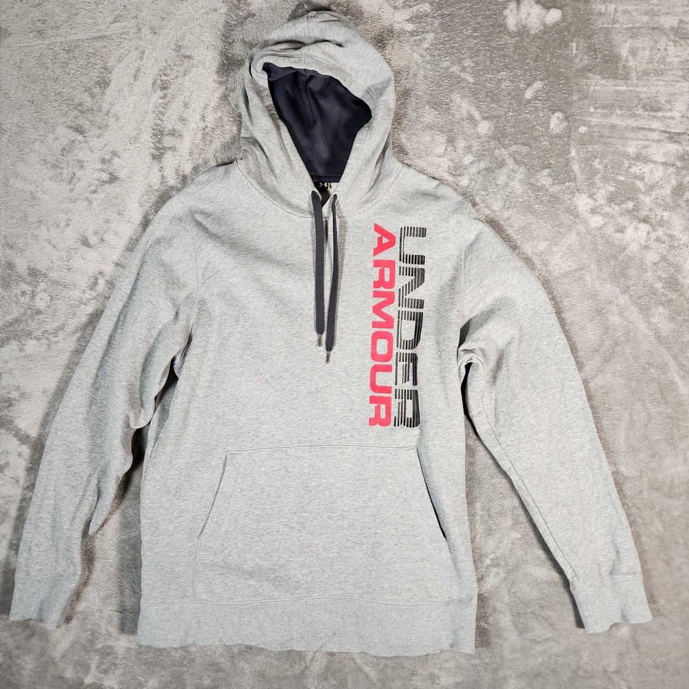 Under Armour All Season Gear Pullover Hoodie Men’s XL Gray Spell Out