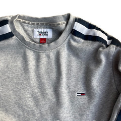 Tommy Jeans Mens M Gray Sweatshirt Logo Tape Sleeve Crewneck Tommy Hilfiger