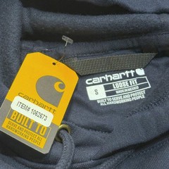 NEW! Carhartt Mens Small Loose Fit Midweight Logo Sleeve Hoodie Navy Blue K288
