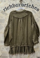 Free People Zander Mini Dress Sweatshirt Ruffle Hem Slouchy Seaweed S NEW