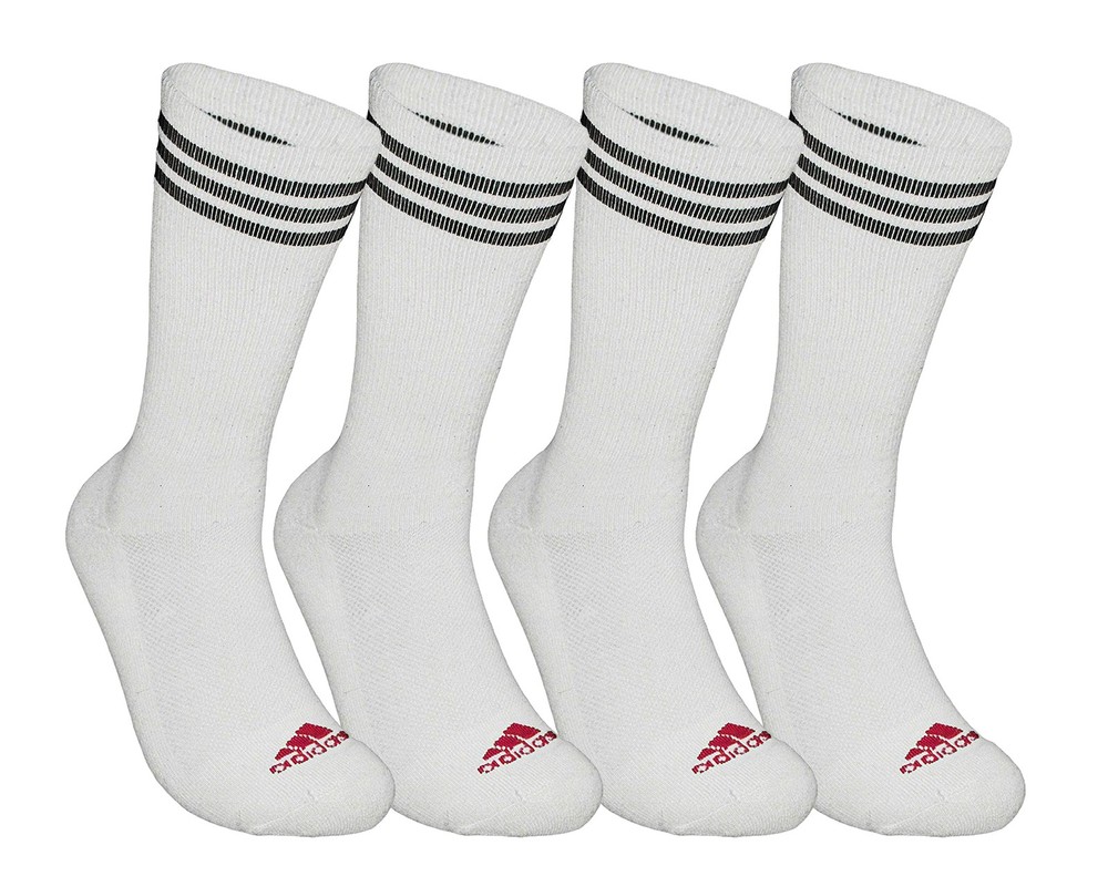 adidas Men’s Tour Performance Crew Athletic Socks, Cushioned Sole, White
