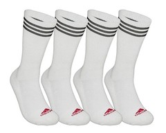 adidas Men’s Tour Performance Crew Athletic Socks, Cushioned Sole, White