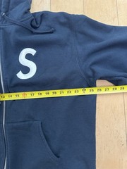 Supreme Navy Big S Embroidered Zip Up Hoodie Size Large