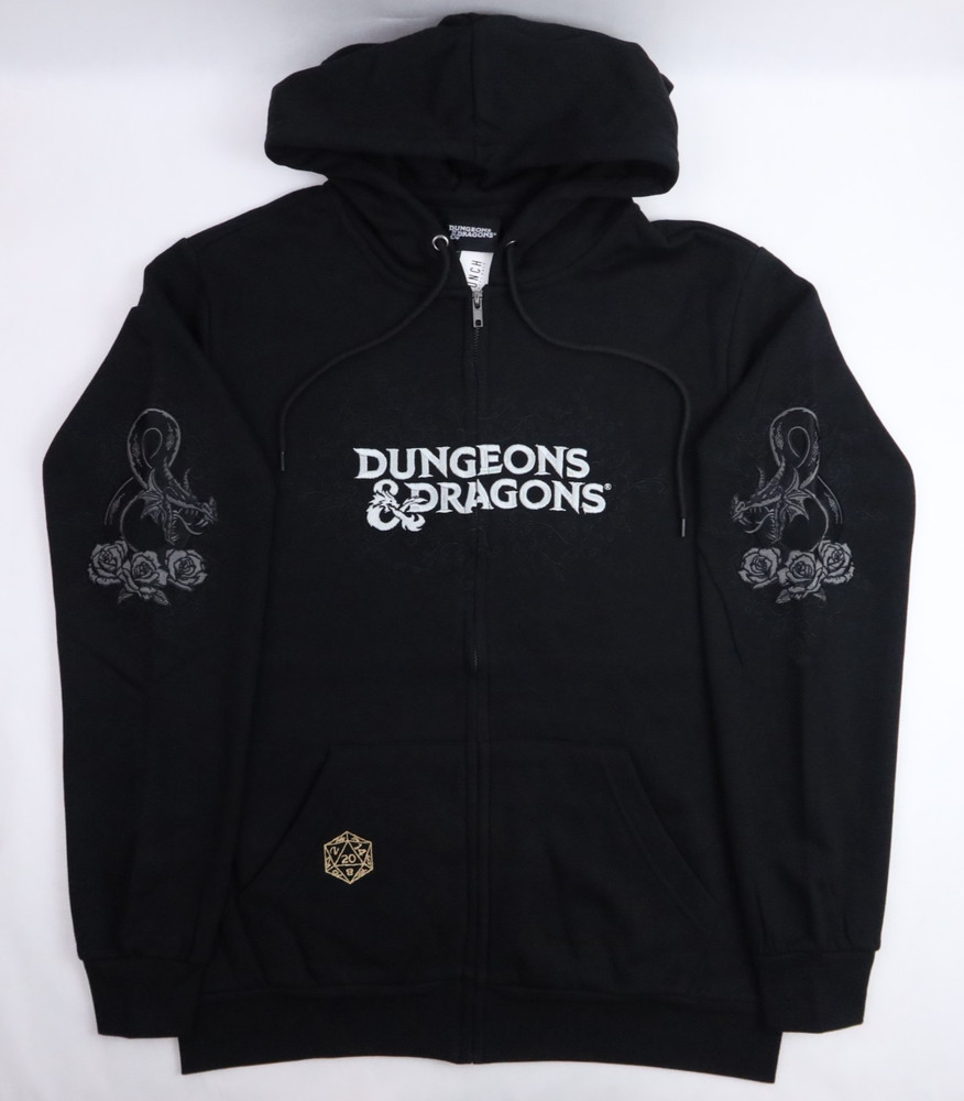 Dungeons & Dragons Hoodie Adult Large Embroidered Zip Jacket BoxLunch Black D&D