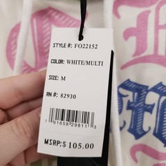 NEW Smoke Rise Mens Full Zip Hoodie M White Gothic Letter Print AOP All Over