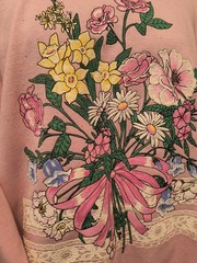 Vintage ’90s grandma crewneck sweatshirt XL flowers pink Basic Edition
