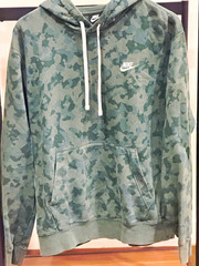 Nike Men’s Green Camo Pullover Hoodie Fleece w/ Pockets Drawstring Size L