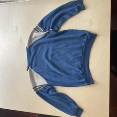 Stats Vintage Blue Gray Yellow Colorblock Crewneck Pullover Sweatshirt Size L