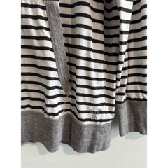 American Eagle Striped Henley Hoodie Mens XLT Black White Classic Fit Pullover