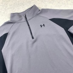 Under Armour 2XL Pullover Mens Gray Black 1/4 Zip ColdGear Waffle Knit Loose Fit