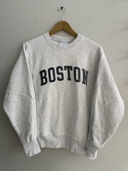 Champion Reverse Weave Boston Pullover Sweatshirt Adult Sz S Heather Light Gray