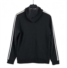 adidas Essentials Men’s Black Fleece Pullover Hoodie 3-Stripes Logo Pockets M