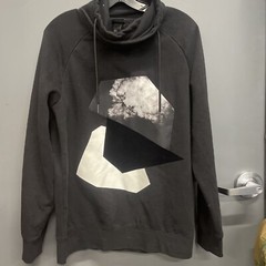 Mens H&M Black Hoodie Pullover Cloud Design Black And White Sz M