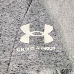 Under Armour Mens Hoodie Size Medium Heather Gray S/S Hooded Pockets Logo