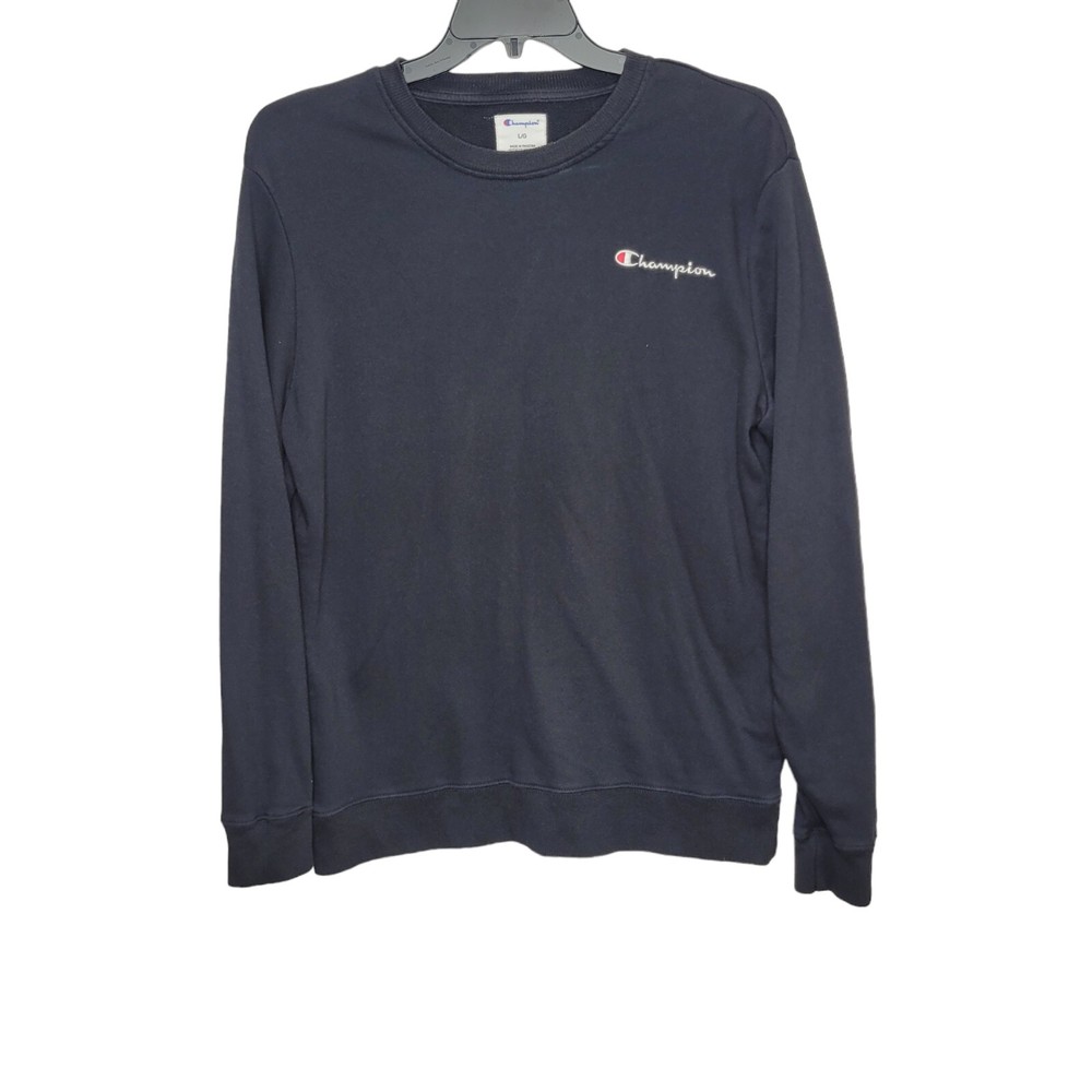 Champion Lightweight Sweatshirt Crewneck Mens Size Large Stitched Logo Navy Blue