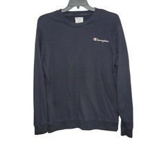 Champion Lightweight Sweatshirt Crewneck Mens Size Large Stitched Logo Navy Blue