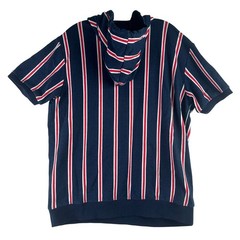 Guess Los Angeles Striped Short Sleeve Hoodie Mens XL Blue Red White Streetwear