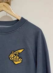 Vivienne Westwood Anglomania Grey Embroidered Chest Logo Jersey Crew Sweater M