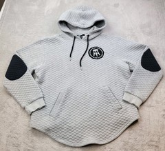 Barstool Sports Hoodie Mens Large Gray Quilted Pullover Pocket Elbow Patches