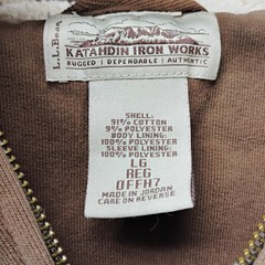 LL Bean Katahdin Iron Works Hoodie Mens Large Brown Sherpa Lined Full Zip Jacket
