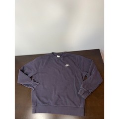 Nike Mens Crewneck Sweatshirt Navy Blue Purple Embroidered Swoosh Pullover M
