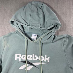 Reebok Hoodie Mens Medium Green Yellow Colorblock Classic Logo Pullover