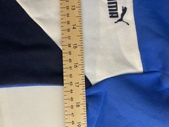 PUMA teens Colorblock Pullover Hoodie Logo Kangaroo Pocket Blue White M