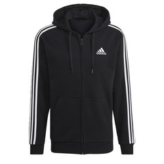 adidas men Essentials Fleece 3-Stripes Full-Zip Hoodie