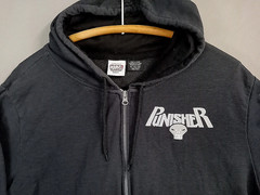 Marvel Punisher Mens XL Full Zip Hoodie Charcoal Front & Back Graphics READ