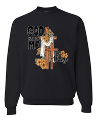 God Made Me This Way Cross with Sunflowers Faith Unisex Crewneck Sweatshirt