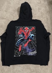 KITH X SPIDER-MAN WEB LOGO HOODIE IN BLACK SZ MEDIUM BRAND NEW