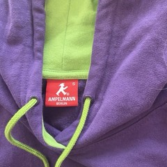 Ampelmann Berlin Purple/Green Graphic Print Pullover Hoodie w/ Pockets, Men’s S
